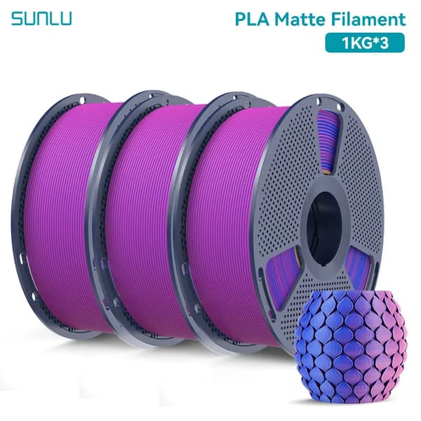 3D-printer filament, mat finish, boblefri,Rød-Blå