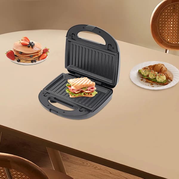 Sandwichmaskine, 8 udskiftelige plader, non-stick design,sort