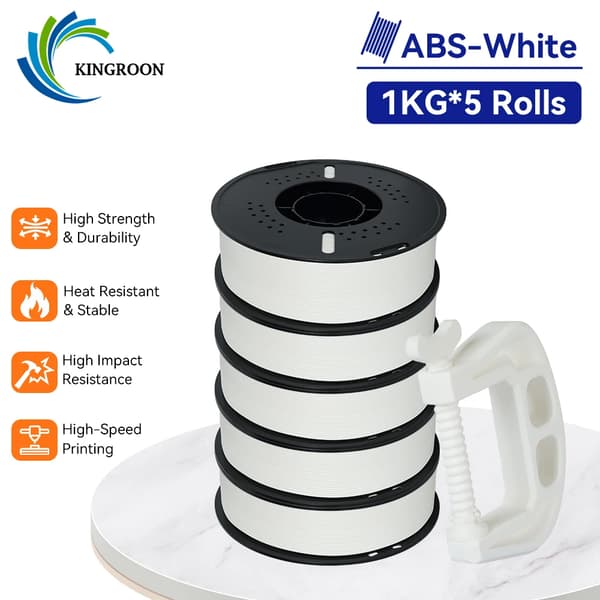 3D-printer filament, TPU fleksibilitet, ABS holdbarhed,5KG ABS-Hvid