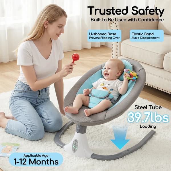 Babysving, Automatisk Vuggen, Justerbar Tidsindstilling,Blå