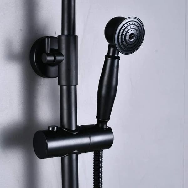 Duschsystem, Regnduschhuvud, Justerbar Höjd,svart