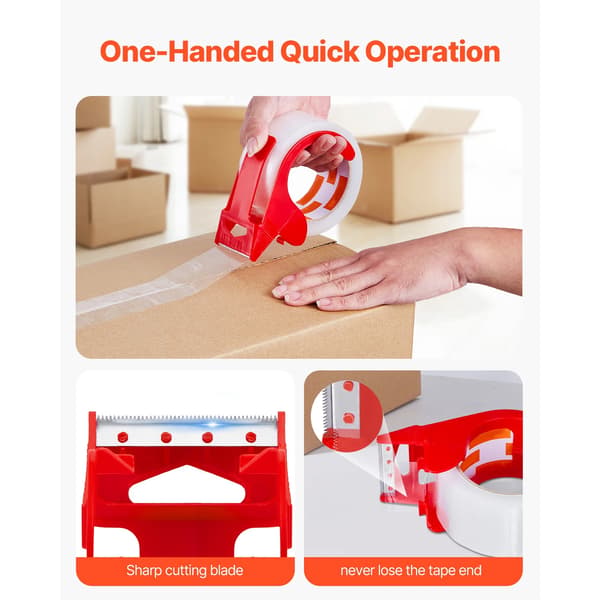 Packtejp, Hållbar Lim, 6 Rullar med Dispenser,6Rullar
