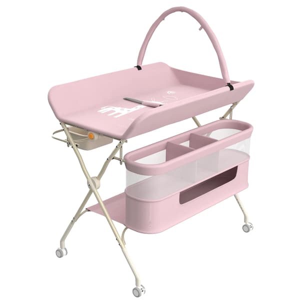 Skiftetabel, Justerbare Højder, Bærbart Design,Pink