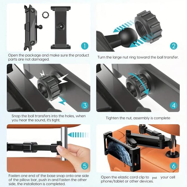 Tablet Holder, Justerbar, 360° Rotation,sort