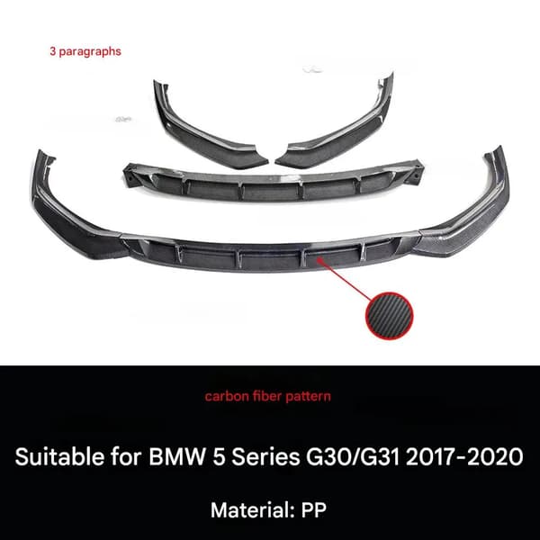 Front Bumper Spoiler, Aerodynamisk Design, Nem Installation,Kulfiber mønster