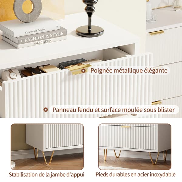 Kommode, Moderne Minimalistisk Design, God Opbevaringsplads,Hvid