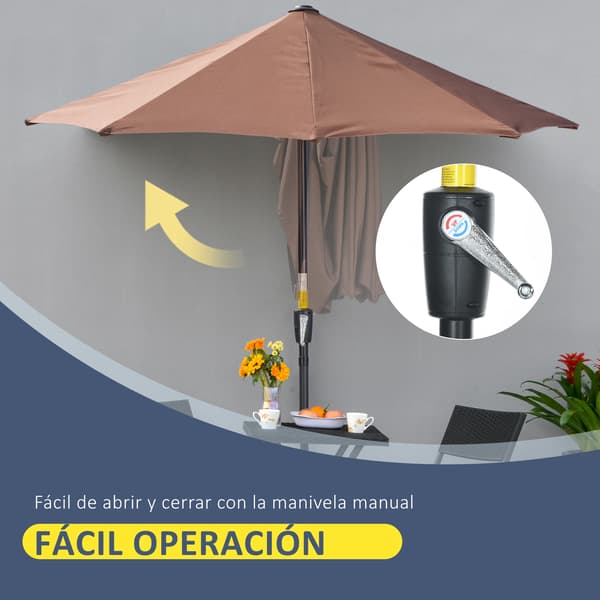 Haveumbrella, Stålstang, UV-beskyttelse,Kaffe
