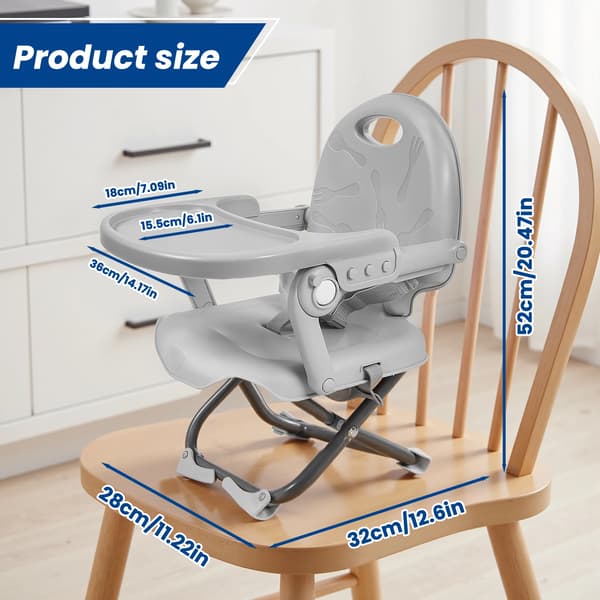 Babystol, bærbart design, let at rengøre bakke,GRÅ