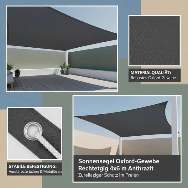 Trädgårdsmarkis, Oxfordtyg, UV-skydd,Antracit