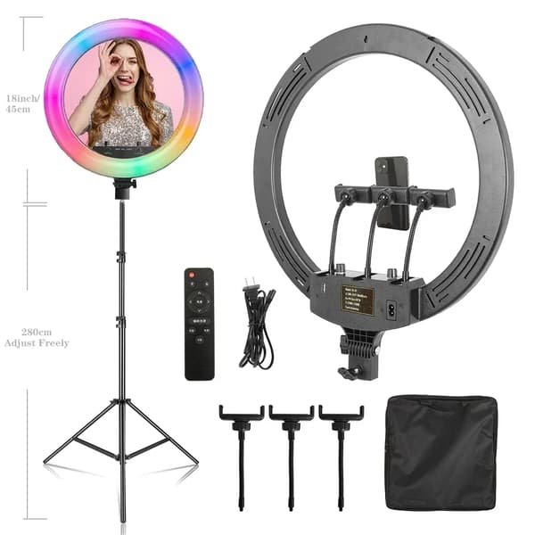 Ring Light, Dæmpbar Lysstyrke, 360-Graders Justering,280cm Sort