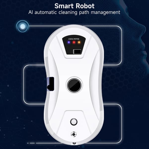 Fönsterputsrobot, Stark Sugkraft, Intelligent Navigering,VIT, Ja