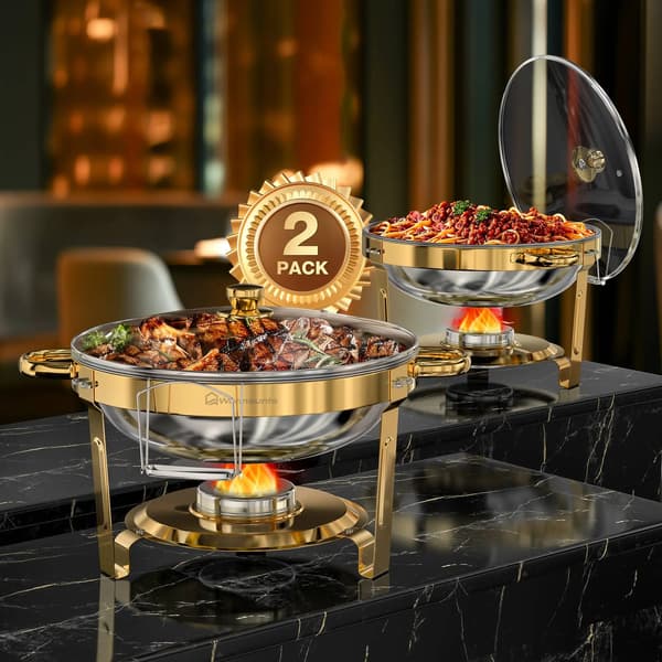 Chafing Dish, Rostfritt Stål, Glaslock,2PACK