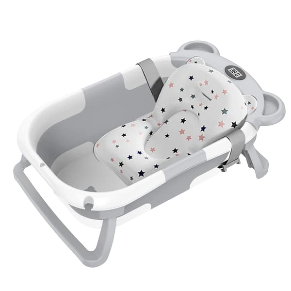 Babybadekar, Foldbart Design, Temperaturmonitor,grå
