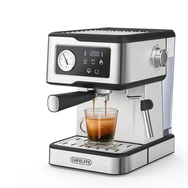 Halvautomatisk espressomaskin, 20 bars tryck, pekkontrollpanel, rostfritt stål, EU
