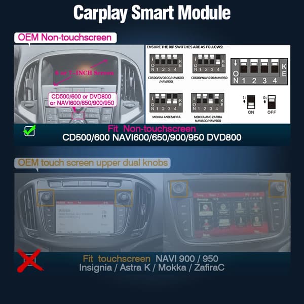 CarPlay och Android Auto Dekoder, Mediaplayback, Enkel Installation,Ingen pekskärm 2008-17