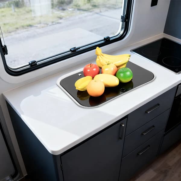 Køkkenvask, Bærbart Design, Rustfrit Stål og Glas Kombination,Sølv