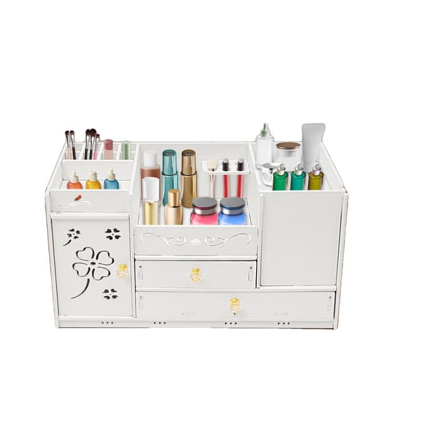 Makeup Organizer, Stor Kapacitet, To Skuffe Opbevaring,HVID