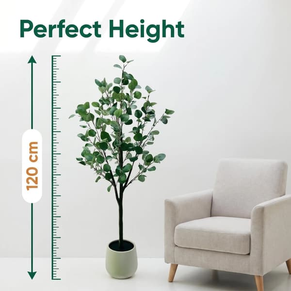 Kunstig Eucalyptus Træ, Livagtige Blade, Luksuriøs Finish,120cm