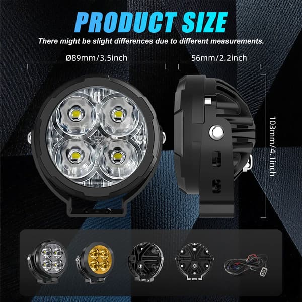 LED Spotlys, 30000 Lumen, Vandtæt Design,2stk Strobe Blinkende