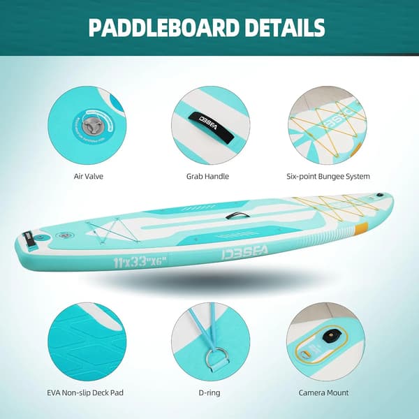 Oppustelig Paddleboard, Høj Stabilitet, Bærbart Design,335x84x15cm