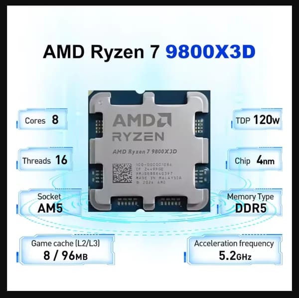 Processor, 8-Core, 16-Tråd, 5.2 GHz, 120W TDP, Kompatibel med DDR5
