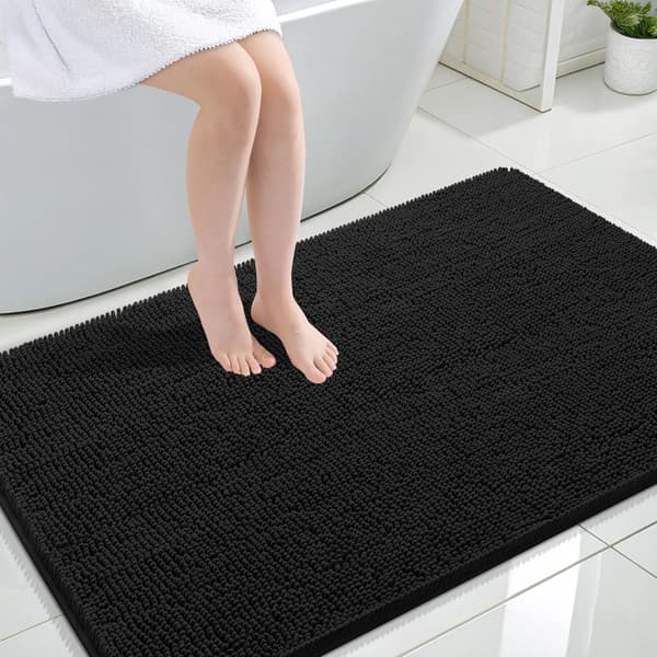Badeværelsesmåtte, Blød Mikrofiber, Moderne Design,Sort-a, 61x91-a