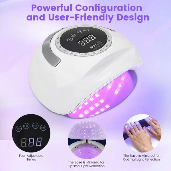 Negletørrer, 288W Effekt, Smart Timer Funktion,HVID