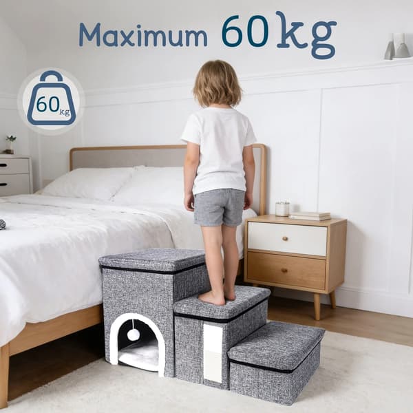 Husdjurstrappa, Fällbar Design, Halkfri Bas,Som visat