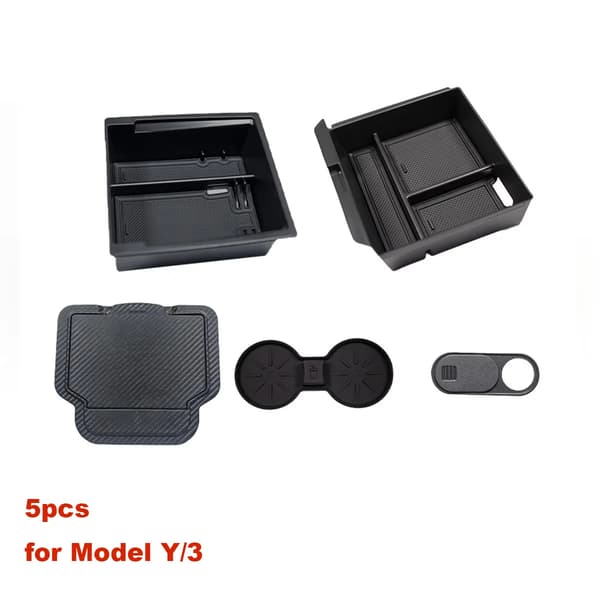 Konsol Organizer, Integreret Opbevaring, Skridsikker Design,ModelY 3 5PCS