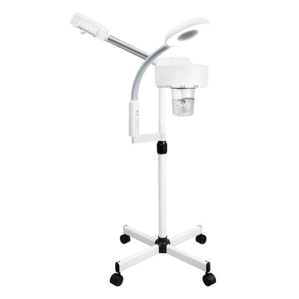 Ansigtsdamper, 5X Forstørrelseslampe, Rullende Base,Hvid