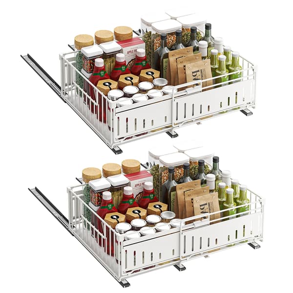 Skåporganisatör, Utökningsbar Design, Tyst Glidmekanism,Vit 2st