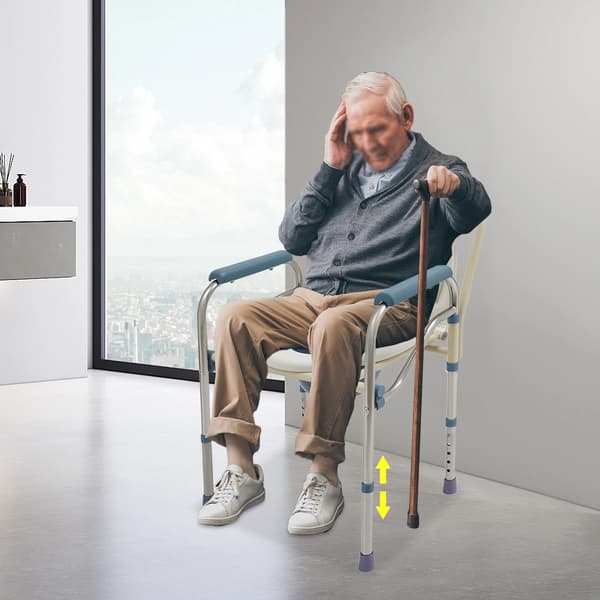 Fällbar Duschstol, Justerbar Höjd, Halkfri Design,Blå