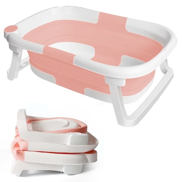 Babybad, Foldbart Design, Sikkerhedstemperaturindikator,Pink