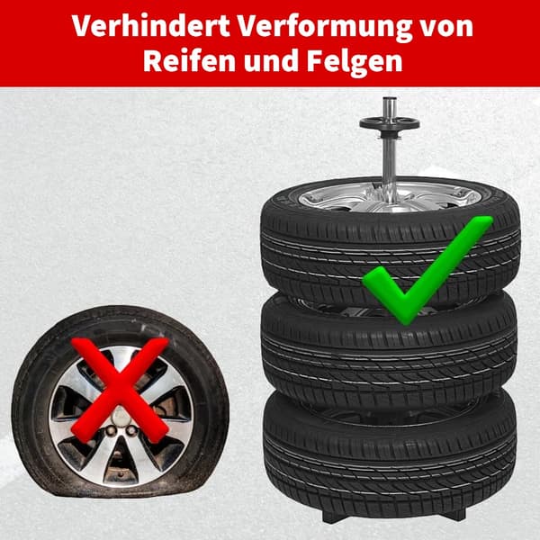 Dæk Rack, Kraftig Design, Mobil med Hjul,sort