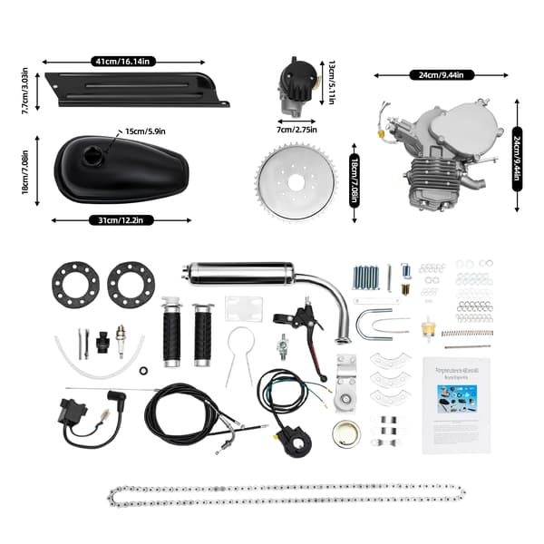 Cykelmotor Kit, 80cc, 40 km/h Maxhastighet,Silver