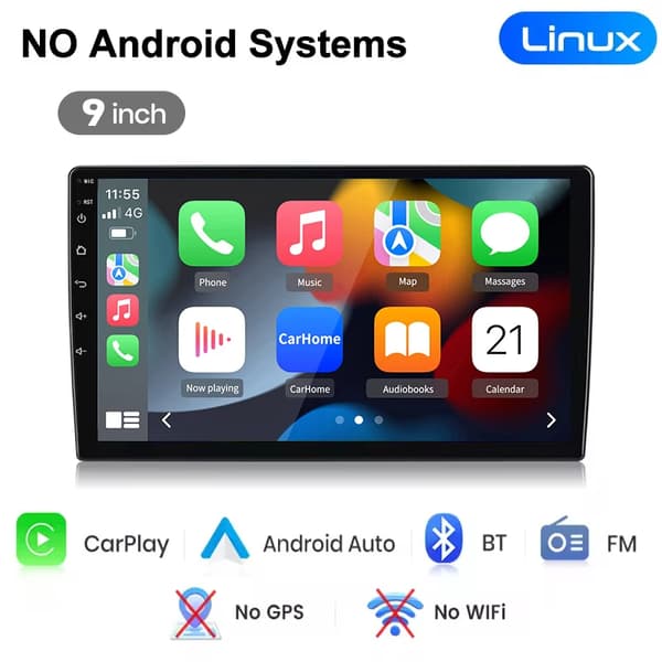 Carplay, Touchskærm, Multimedieafspiller, kompatibel med KIA Ceed 2007-2009 GPS Navigation,Ingen-a, Linux-system