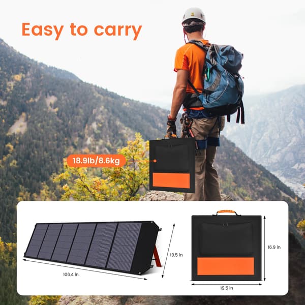 Solpanel, 200W Fällbar Design, Hög Effektivitet,20,5V, SP200, 200W