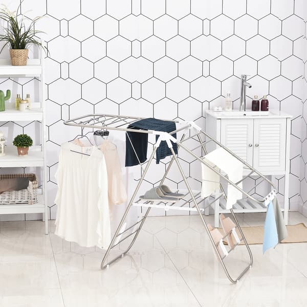 Tøjstativ, Rustfrit Stål, Sammenklappeligt Design,Tørrestativ
