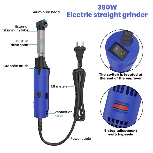 Elektrisk Kvarn, Justerbar Hastighet, Ergonomisk Design,Blå