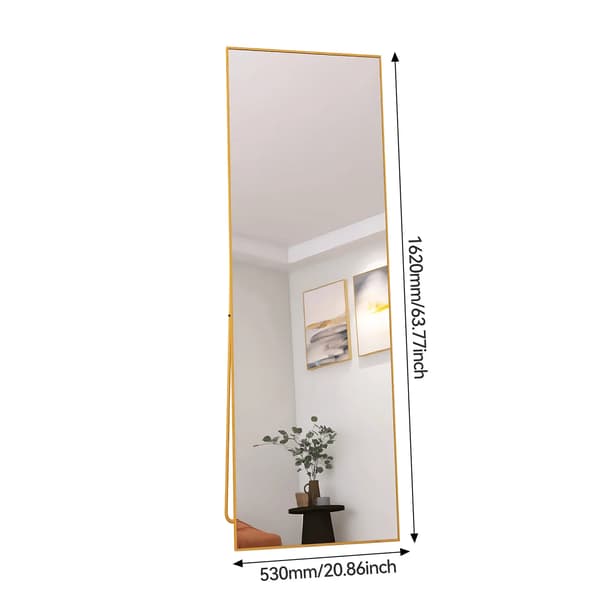 Bågformat Golvspegel, Elegant Design, Stående Bekvämlighet, Guld A