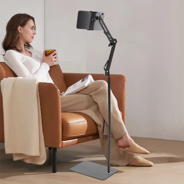Tablet Stativ, Justerbar Højde, 360° Rotation,sort