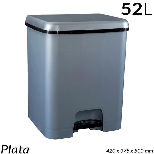 Sopkorg, Pedaloperation, Lätt underhåll,52 Liter Silver