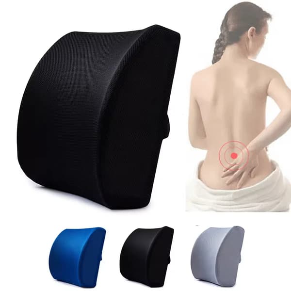 Lændestøttepude, Hukommelsesskum, Ergonomisk Design,sort