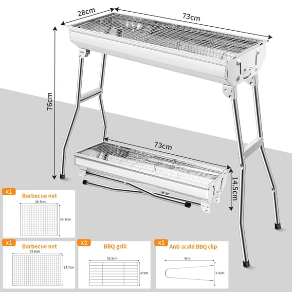 BBQ Grill, Bärbar Design, Mångsidig Matlagning,silver