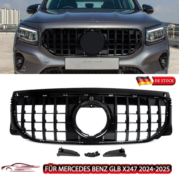 Frontbumpergrill, Glans Sort, GT Stil, 111 cm Længde, 38 cm Bredde, 18,5 cm Højde