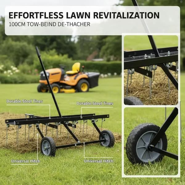 Scarifier, Effektiv Beluftning, Holdbar Stål Konstruktion,sort