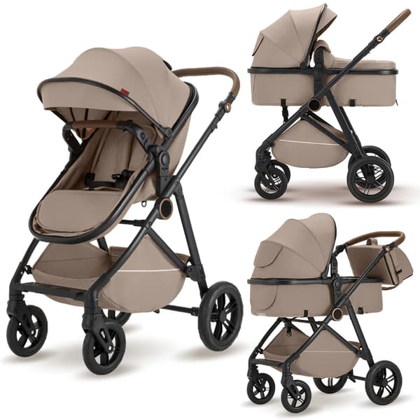 Barnevogn, 2-i-1 Vendbar Design, Multi-Position Lænet,khaki