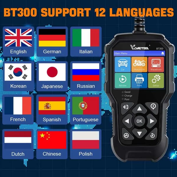 Batteritest, SOH-test, Bred kompatibilitet,BT300