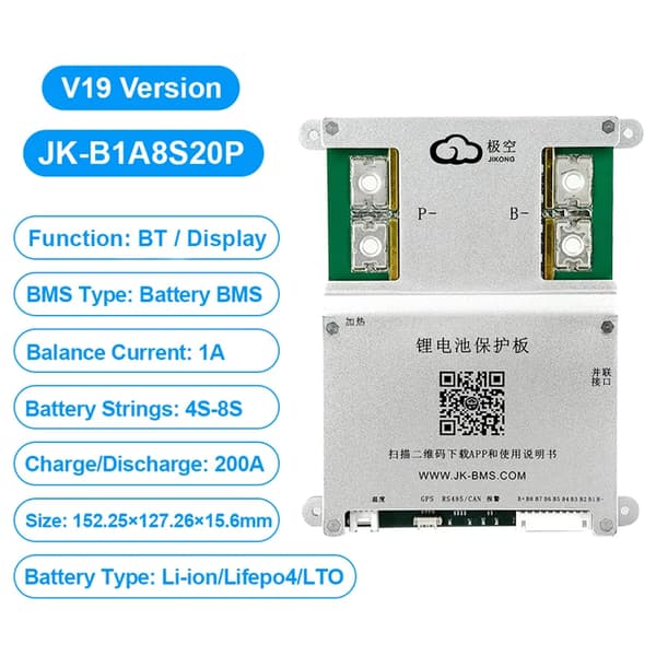 Batteristyringssystem, Aktiv Balancefunktion, Bluetooth-forbindelse,JK-B1A8S20P