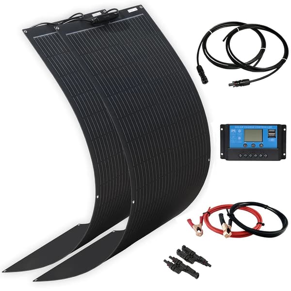Flexibelt solpanel kit 200W, 24% effektivitet, kompatibel med 12V/24V,200W Solpaket-a